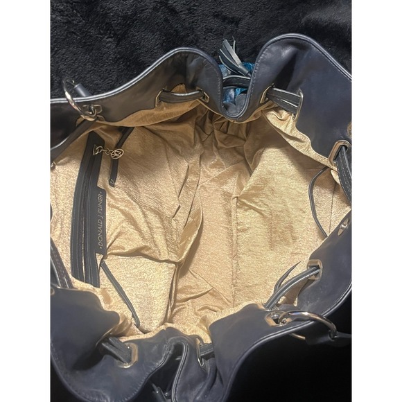 Donald J. Pliner Turquoise Embossed Leather Drawstring Shoulder Bag/ Purse RARE! - Picture 9 of 15